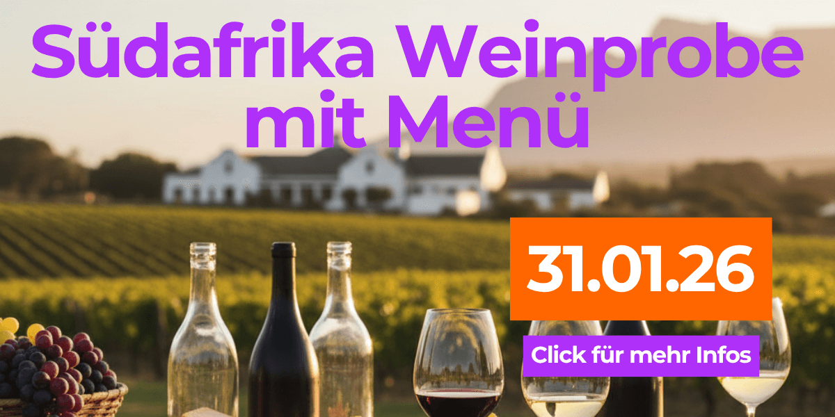 S&uuml;dafrika-Weinprobe im Ricordo L&uuml;dinghausen mit begleitendem 3-G&auml;nge-Men&uuml;, Weinverkostung s&uuml;dafrikanischer Weine, gem&uuml;tliche Atmosph&auml;re und moderierte Weinreise.
